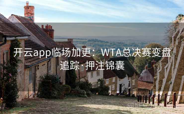 开云app临场加更：WTA总决赛变盘追踪·押注锦囊  第2张