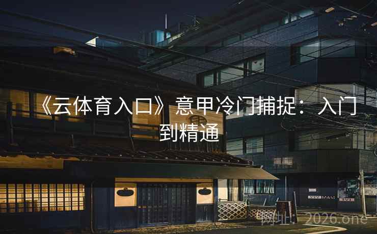 《云体育入口》意甲冷门捕捉：入门到精通  第2张