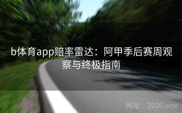 b体育app赔率雷达：阿甲季后赛周观察与终极指南  第1张